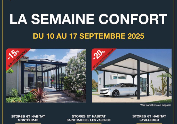La semaine CONFORT : -15% sur vérandas & -20% sur les pergolas et carport